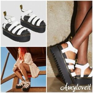 Dr. Martens Black and White Platform Sandals